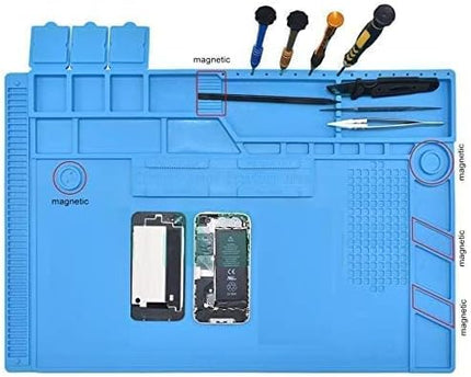 S-170 Silicone Soldering Work Mat – 124 Screw Slots, 4 Magnetic Slots, Heat Resistant