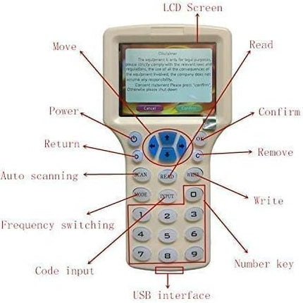 Rubik Advanced RFID Writer Copier for 125Khz IC-Type-A 13.56MHz HID-125KHz IC/ID/HID/UID RFID 10 Frequency Duplicator