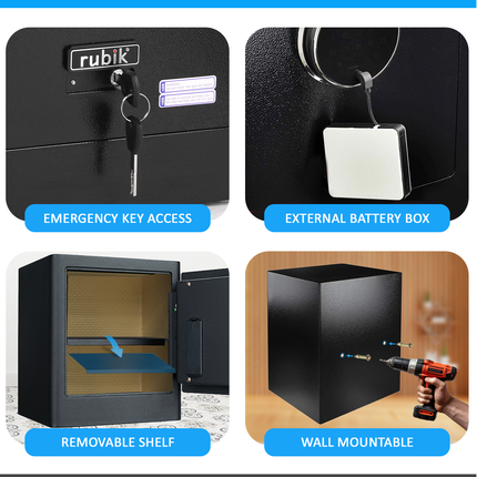 Rubik Biometric Fingerprint Safe Box RB45AG (45x35x30cm) Black