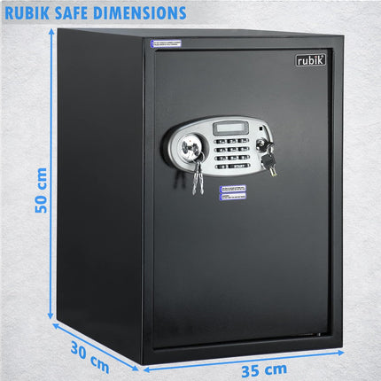Rubik Large Digital Safe Box with Dual Key Lock, RB50ED (50x35x30cm)