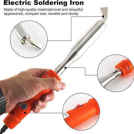 80W Electric Soldering Iron with Iron Clad and On/Off Switch, Bent Chisel Tip