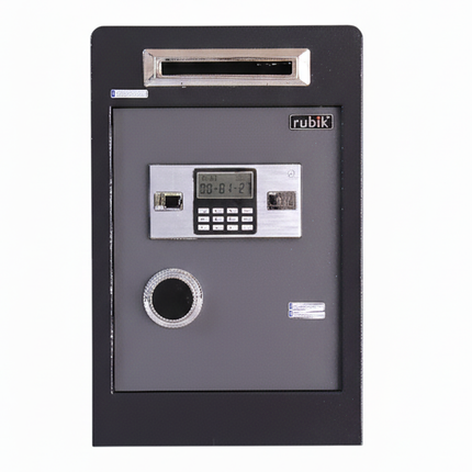 Rubik Drop Slot Safe for Cash Deposit, With Digital and Key Lock, Office Shop Use RB60DF-T (60x38x33cm) Black/Grey