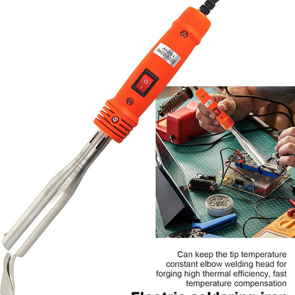 150W Electric Soldering Iron with Iron Clad and On/Off Switch, Bent Chisel Tip