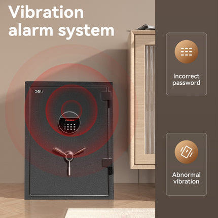 Deli T601 Fireproof Safe, Digital Security Safe Box for Home & Office, Heavy-Duty 1-Hour Fireproof Steel Safe 50.5kg (60x45x40cm) Dark Grey