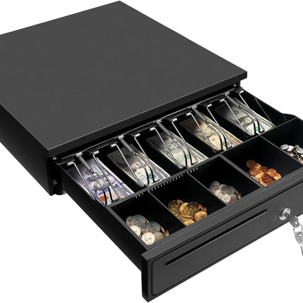 Rubik Cash Drawer Register, 5 Cash Bills and 5 Coins Compartment, RB-405 Black