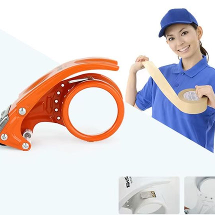 48mm Handheld Heavy-Duty Packing Tape Dispenser FQ-48N, Metal Body Compatible with 3.5-4.8cm Tape Wide Tapes White