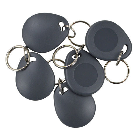 Premium RFID Key Tags 125KHz Access Control Key fobs Keychain ABS Waterproof (Grey)