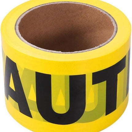 Caution Safety Warning Tape Roll 75mm x 100m, Non-Adhesive PE Hazard Tape - Yellow/Black