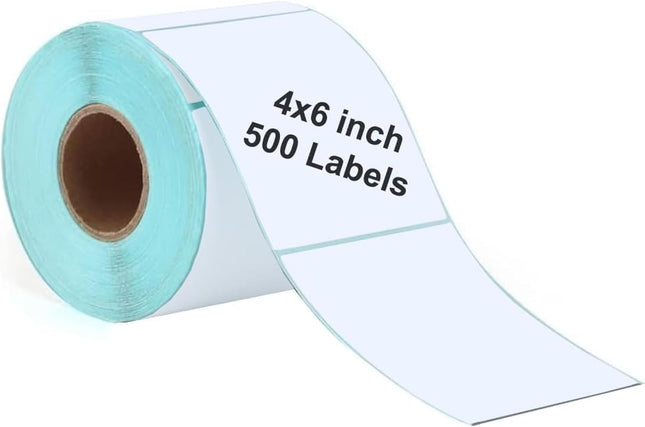 Rubik 4x6 inch Direct Thermal Printer Label, 500pcs Labels/Roll Self Adhesive Waterproof Sticker for Shipping Mailing Postage