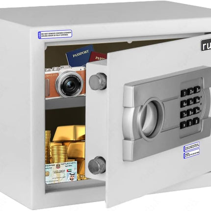 Rubik Medium Digital Safe Box with Pin Code and Keys, RB25EG (25x35x25cm) White