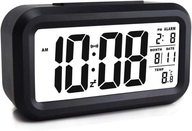 Hotels Alarm Clock Black, Loud, Digital LED, Large Display, Backlight, Temperature, Snooze