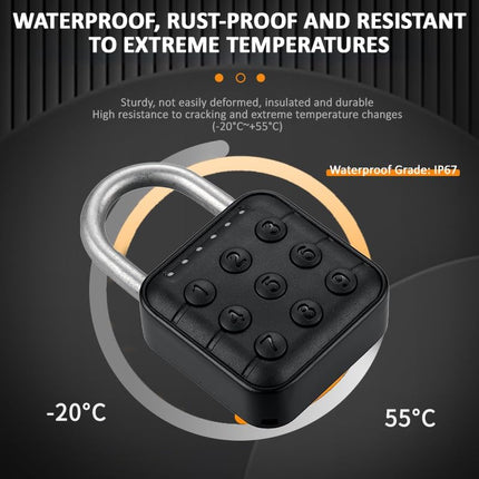 Rubik Digital Padlock, 6 Digit Combination Password, Electronic Classic Lock (Black)