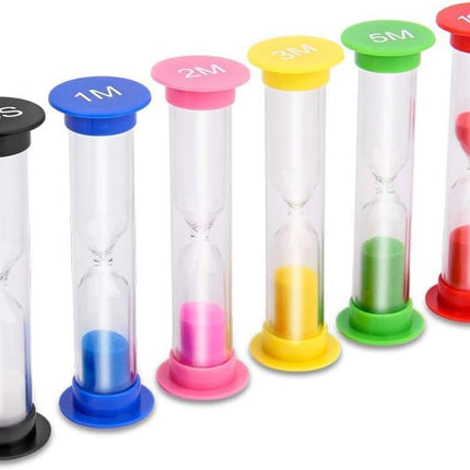 Sand Timers 6-Pack Colorful Hourglass Timers (30 Seconds, 1, 2, 3, 5 & 10 Minutes)