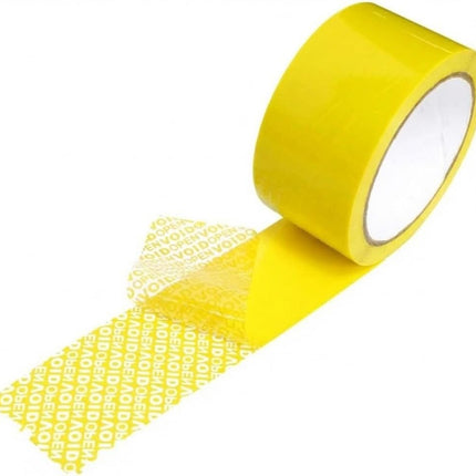 Yellow Void Open Tape Tamper Evident, 50mm Width x 50m Length, Security Seals Transfer Tape