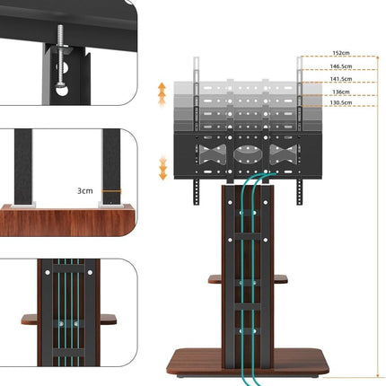 Floor TV Stand Mount for 32-65 Inch TV – Wooden Style, 40KG Capacity (U-718-BK-V1)