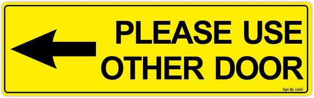 Please Use Other Door Self Adhesive Sign Sticker 23x7cm – Reflective Vinyl Decal