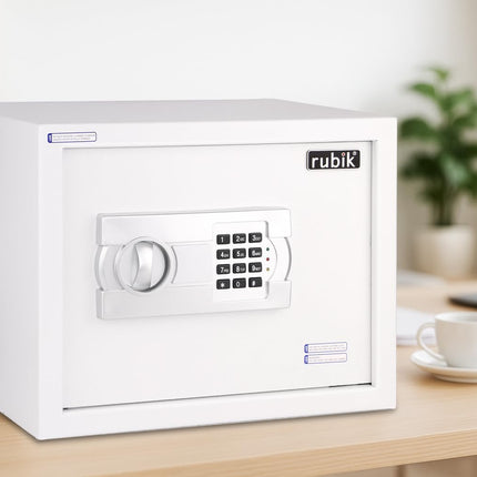 Rubik Large Digital Safe Box with Pin Code and Keys, RB-30EG (30x38x30cm) White