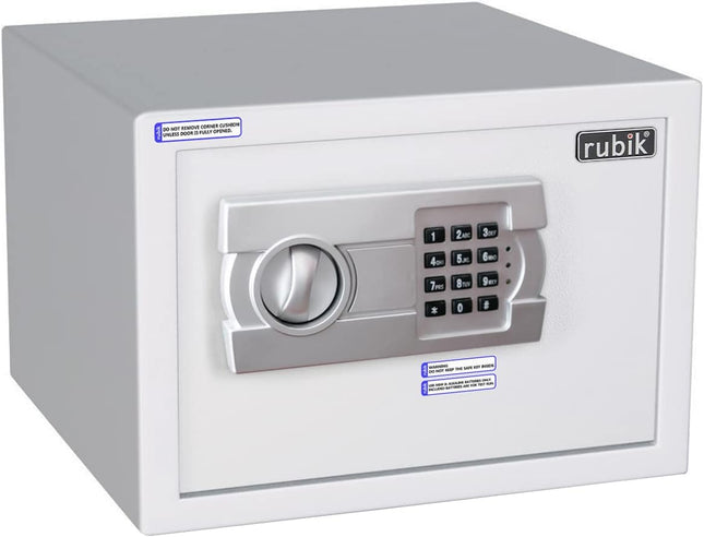 Rubik Medium Digital Safe Box with Pin Code and Keys, RB25EG (25x35x25cm) White