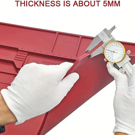 TE-702 Soldering Repair Mat 55x38cm – Silicone Heat Resistant Pad with Magnetic Section - Red