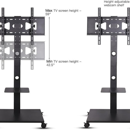 TV Stand Trolley for 32 to 65 Inch TVs Mobile Floor TV Stand with Wheels and Media Shelf (U-690-LZ)