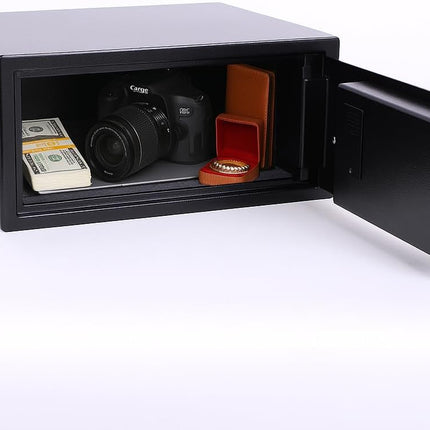 Rubik Wide Biometric Safe Box, Fingerprint & Key Lock RBFPB20 (20x42x37cm) Black