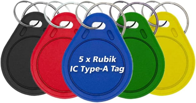 Rubik IC Type-A Keychain Tags for RFID Reader Writer Copier Duplicator (5 Keychain Tags)