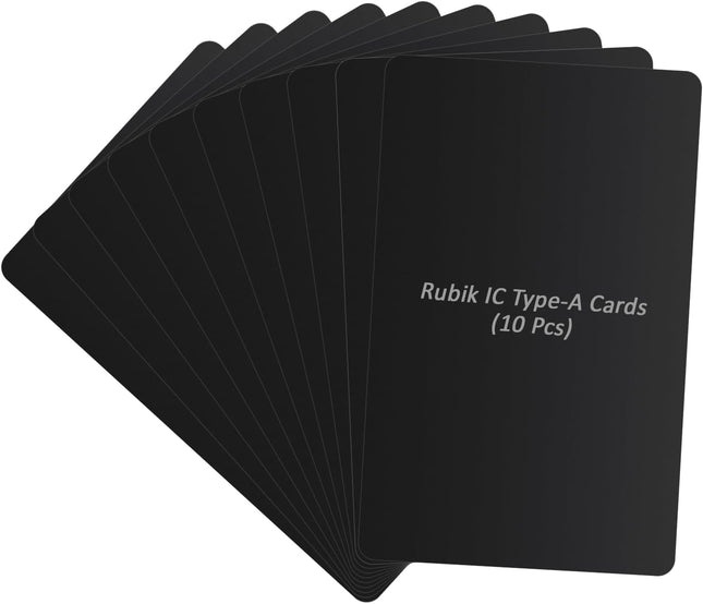 Rubik IC Type-A RFID Key Cards for RFID Copier/Reader/Writer/Duplicator (Black, 10 Cards)