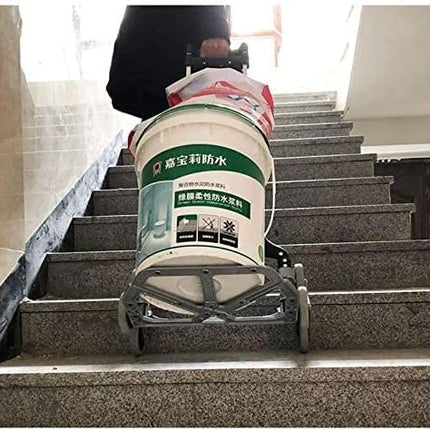 6-Wheel Stair Climbing Folding Pull Cart with 6 Wheels and Bungee Cord, Aluminum Alloy Portable Shopping Trolley