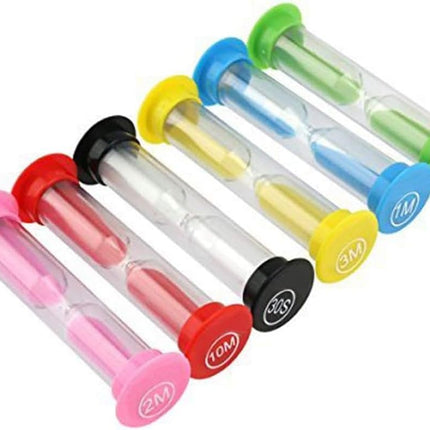 Sand Timers 6-Pack Colorful Hourglass Timers (30 Seconds, 1, 2, 3, 5 & 10 Minutes)