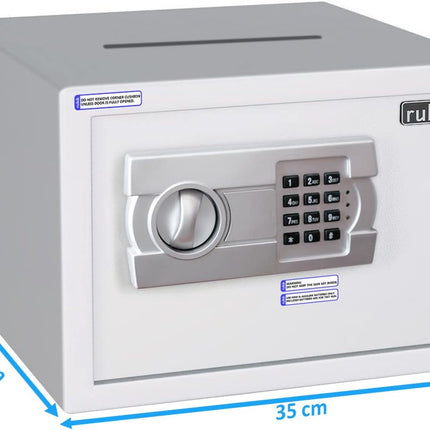 Rubik Medium Digital Safe Box with Keys and Cash Deposit Slot, RB25EG-T (25x35x25cm) White