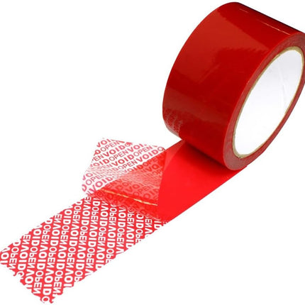 Red Void Open Tape Tamper Evident, 50mm Width x 50m Length, Security Seals Transfer Tape