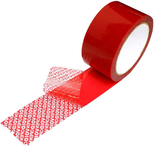 Red Void Open Tape Tamper Evident, 50mm Width x 50m Length, Security Seals Transfer Tape