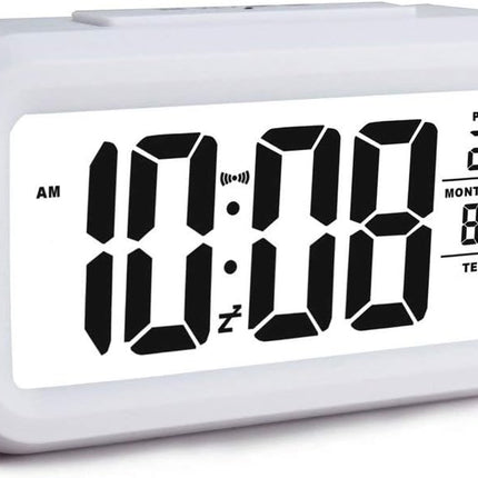 Hotels Loud Digital LED Alarm Clock White - Large Display, Backlight, Temperature, Snooze