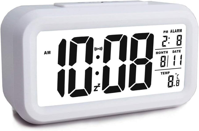 Hotels Loud Digital LED Alarm Clock White - Large Display, Backlight, Temperature, Snooze