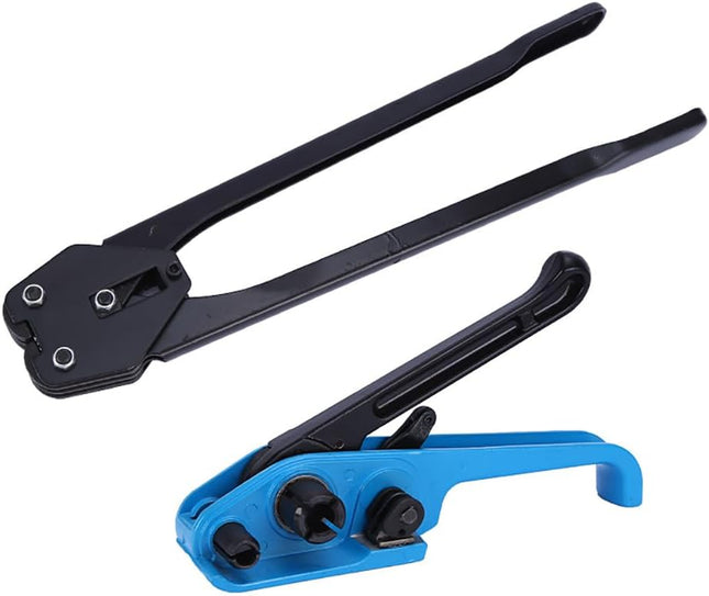 Heavy-Duty PET Strapping Tensioner &  Sealer Plier Tool Kit 13-19mm (Black/Blue)