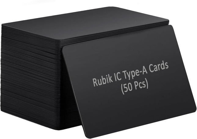 Rubik IC Type-A RFID Key Cards for RFID Copier/Reader/Writer/Duplicator (Black, 50 Cards)