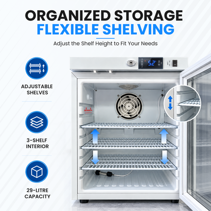 Medical Refrigerator 29L - Vaccine & Pharmaceutical Fridge Digital Control / Alarm / Thermometer, JGA-BC29