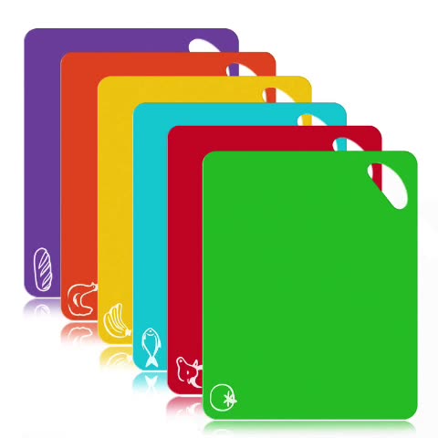 7 Pieces Colored Cutting Boards, BPA Free Flexible Plastic Chopping Boards for Kitchen, Non Slip Cutting Mat for Meat and Vegetables