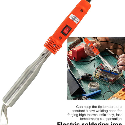 200W Electric Soldering Iron with Iron Clad and On/Off Switch, Bent Chisel Tip