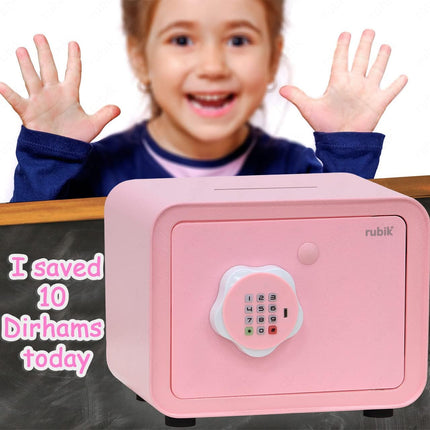 Children's Digital Piggy Bank Safe Box with Deposit Slot, For Kids Girls Boys RB-ZW18N1 (Pink)