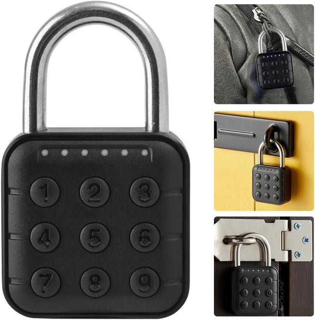 Rubik Digital Padlock, 6 Digit Combination Password, Electronic Classic Lock (Black)