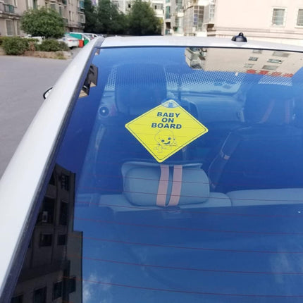 Baby on Board Car Sign with Suction Cup - Safety Warning Sign for Rear Window (12.5 x 12.5 cm)