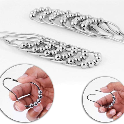 Stainless Steel Shower Curtain Hooks Rings - Polished Nickel (12pcs/Set)