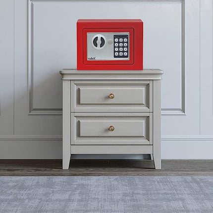 Rubik Mini Safe Box With Drop Slot, Digital Lock & Key (17x23x17cm) Red