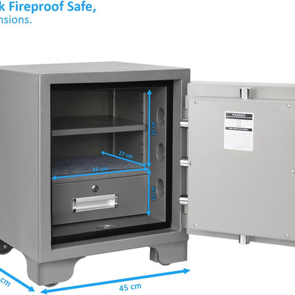 Rubik 2-Hours Fireproof Safe Box 58cm, Key Operated (RB-580LB, 102kg) Grey