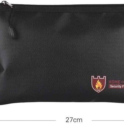 Small Fireproof Document Bag 27x16cm - Silicone Coated Fiberglass, Water and Fire Resistant, Single Zipper Pouch