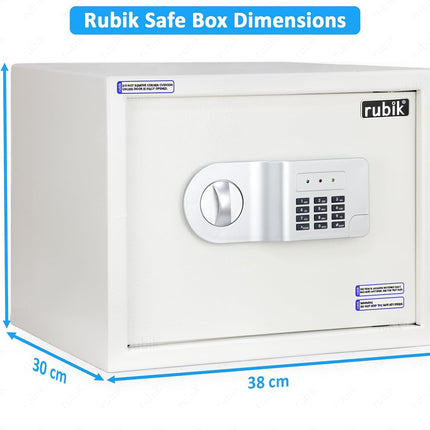 Rubik Large Digital Safe Box with Pin Code and Keys, RB-30AJ (30x38x30cm) White