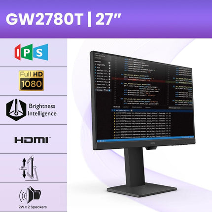 BenQ GW2780T 27" Full HD IPS 100Hz Home Office Monitor Eye-Care 1080p Height Adjust Ultra-Slim Bezel