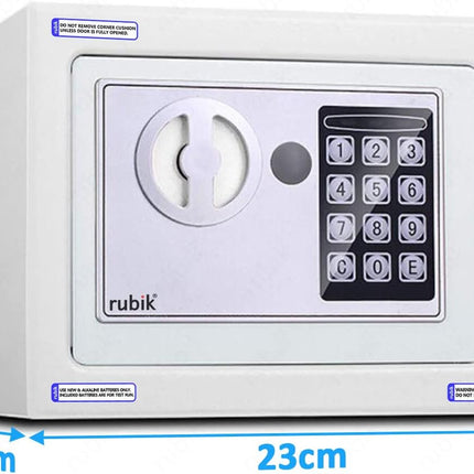 Rubik Mini Safe Box With Drop Slot, Digital Lock & Key (17x23x17cm) Off White
