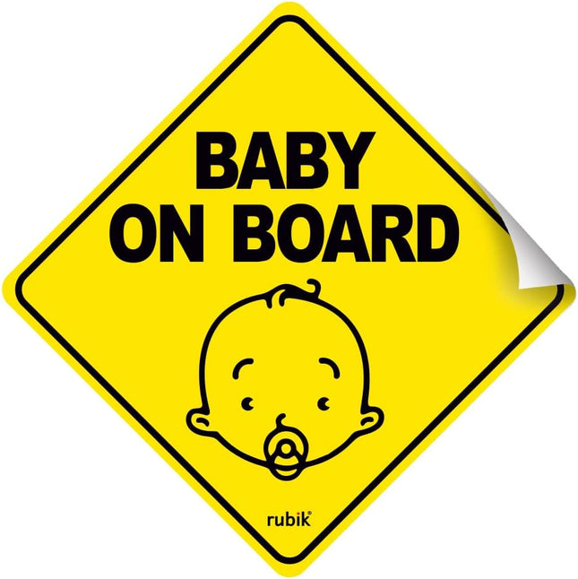 Baby on Board Car Sign Self Adhesive Sticker – Reflective Safety Warning Decal 12x12cm